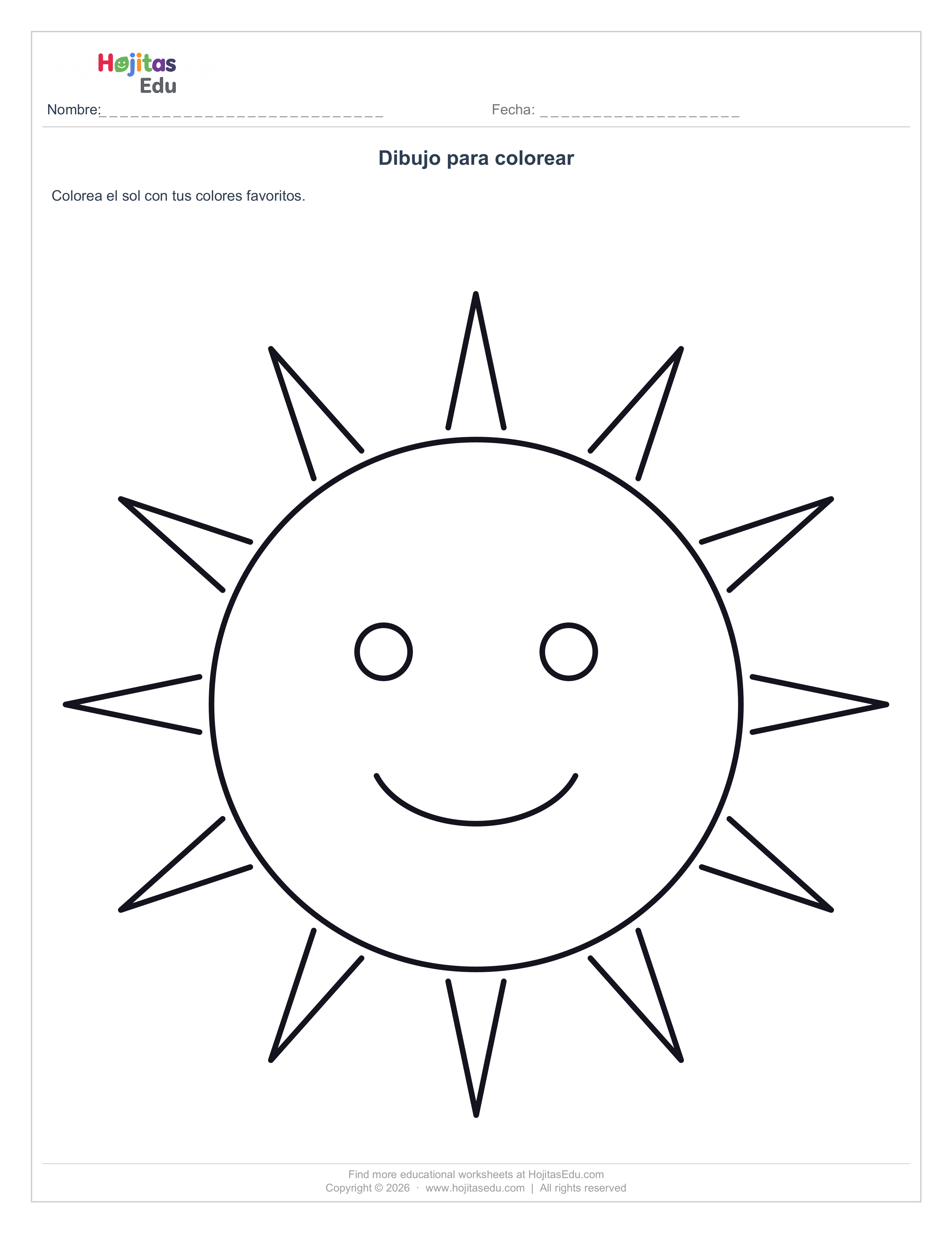 Dibujo para colorear Sol