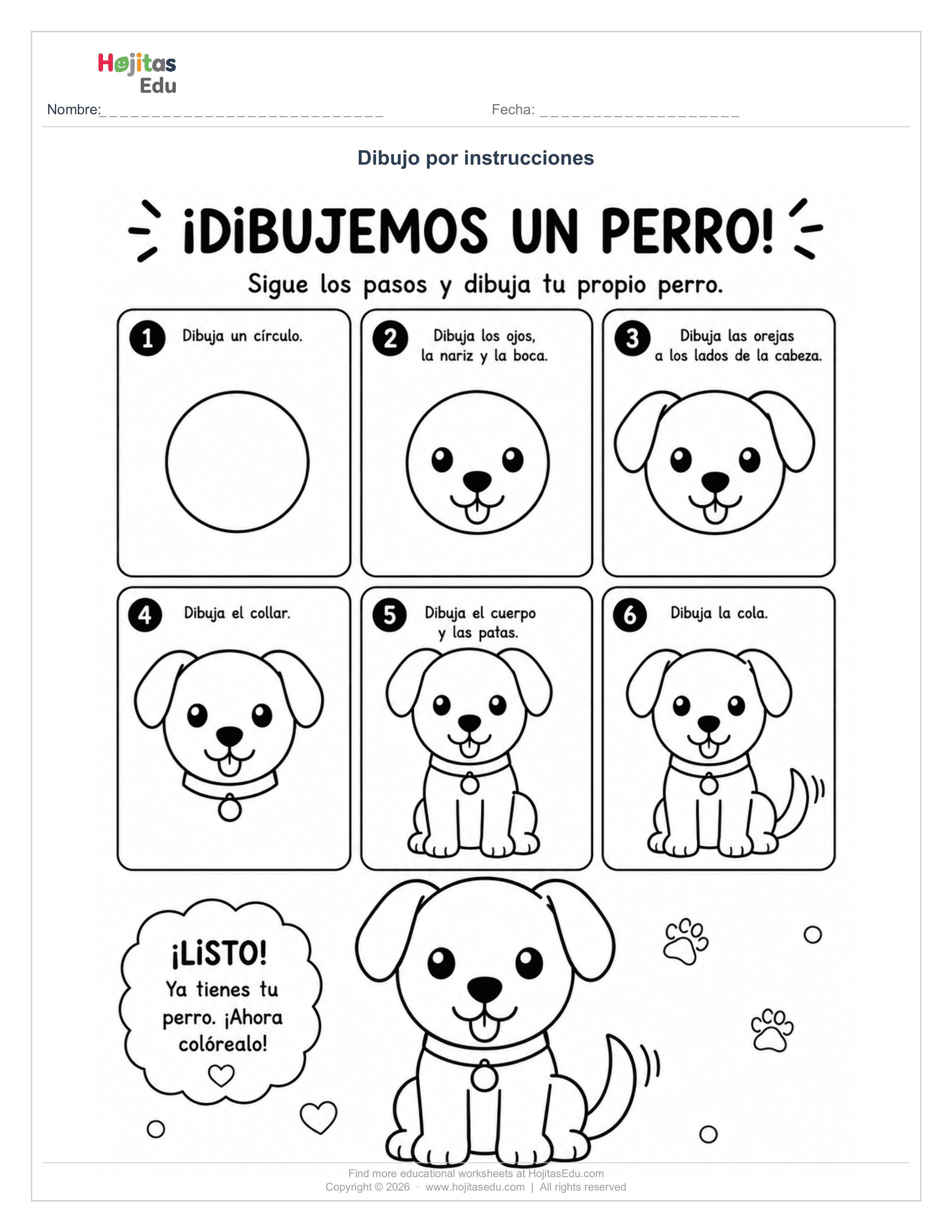 Dibujo por instrucciones Perro