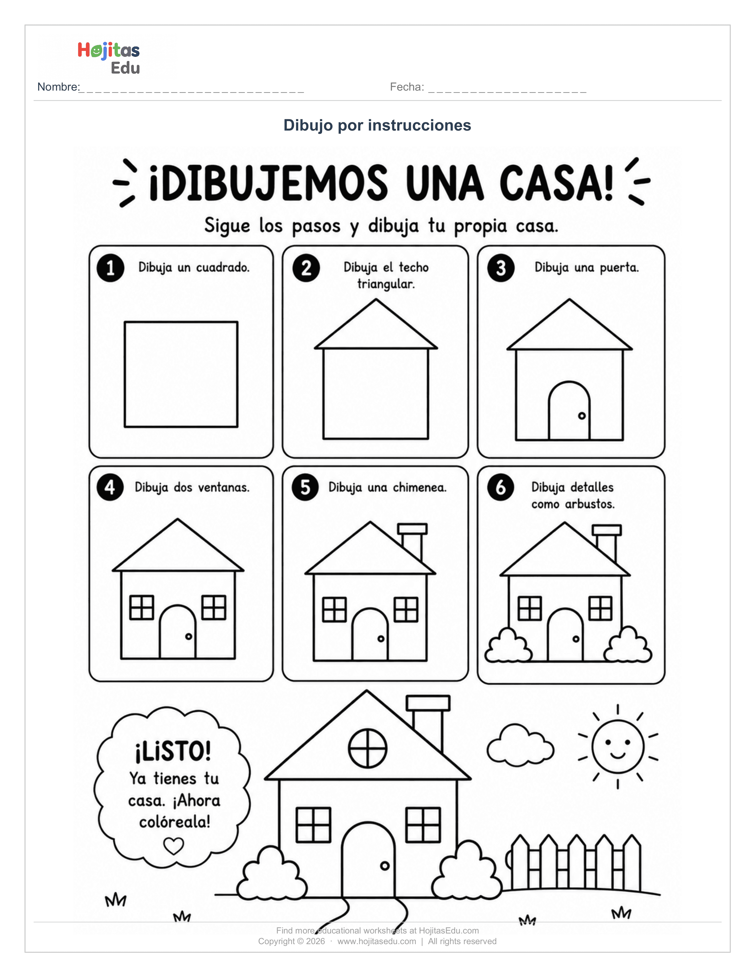 Dibujo por instrucciones Casa