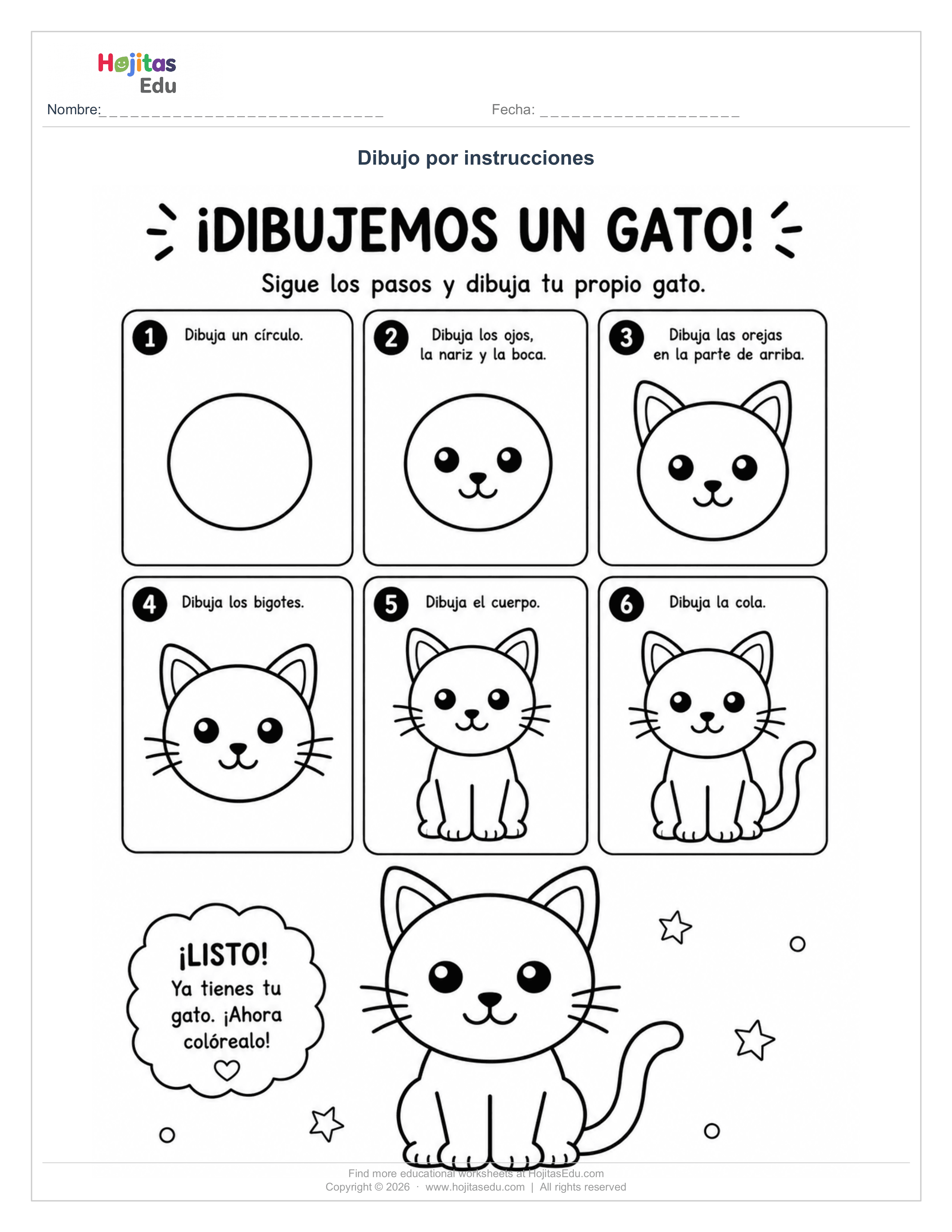 Dibujo por instrucciones Gato
