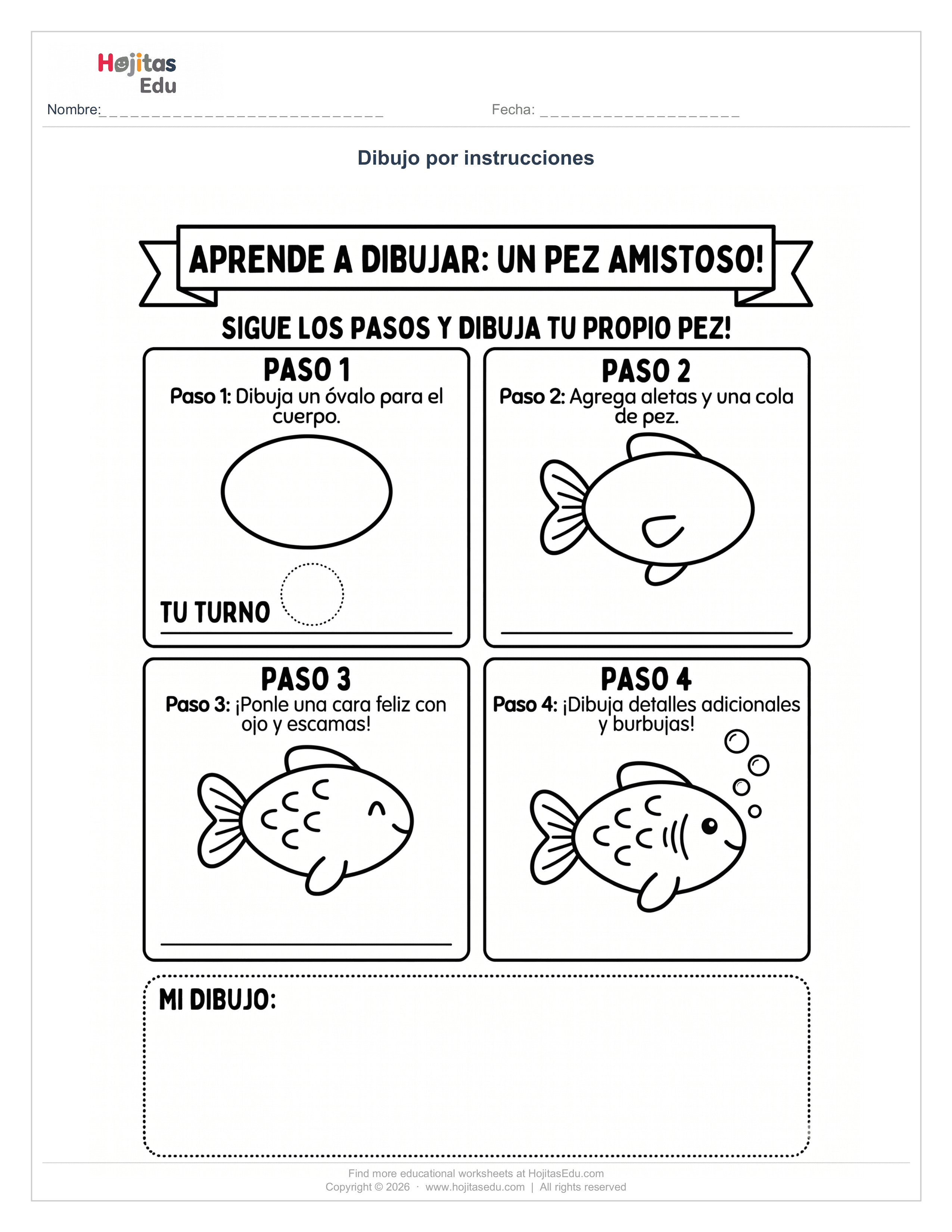 Dibujo por instrucciones Pez