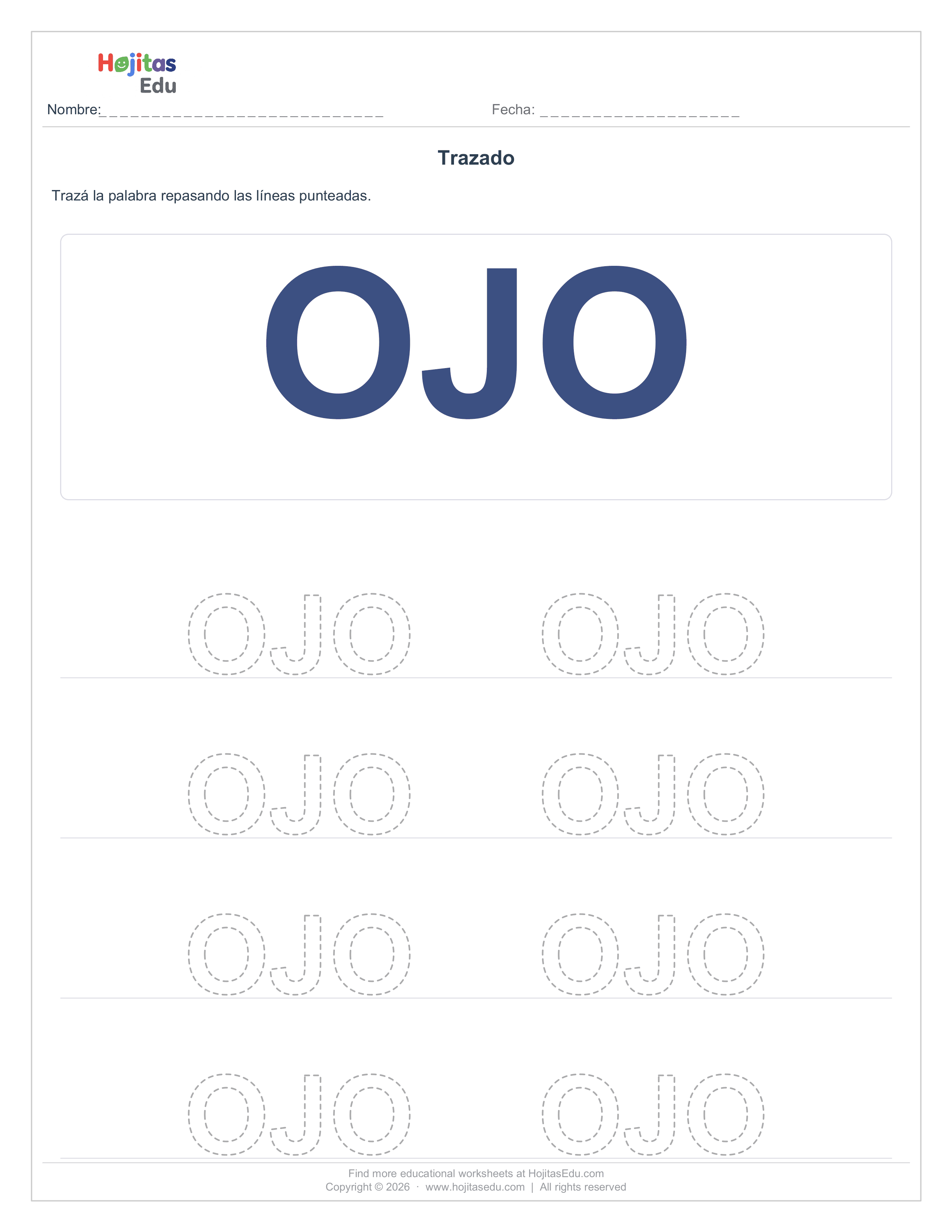 Trazado Básico Palabra OJO