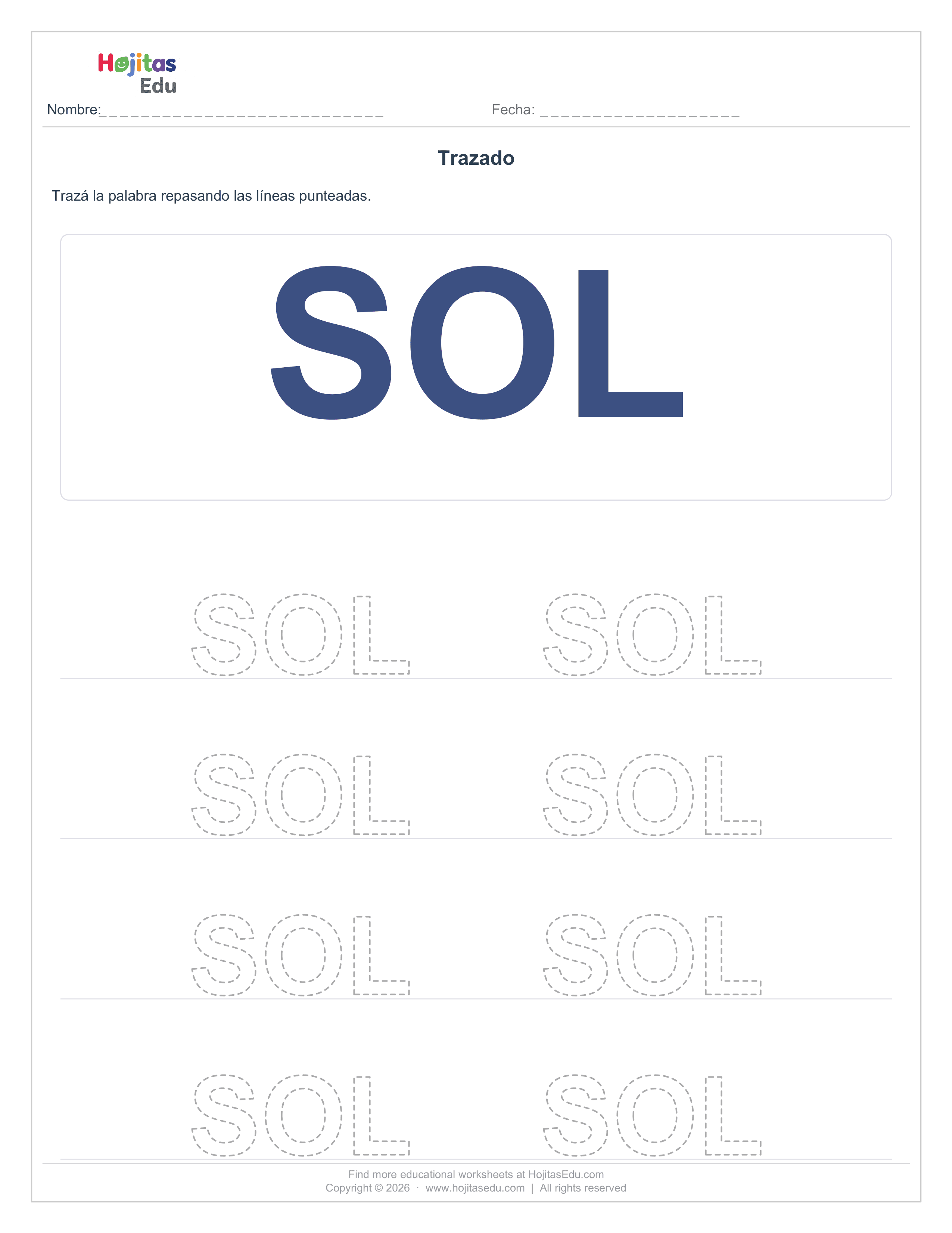 Trazado Básico Palabra SOL